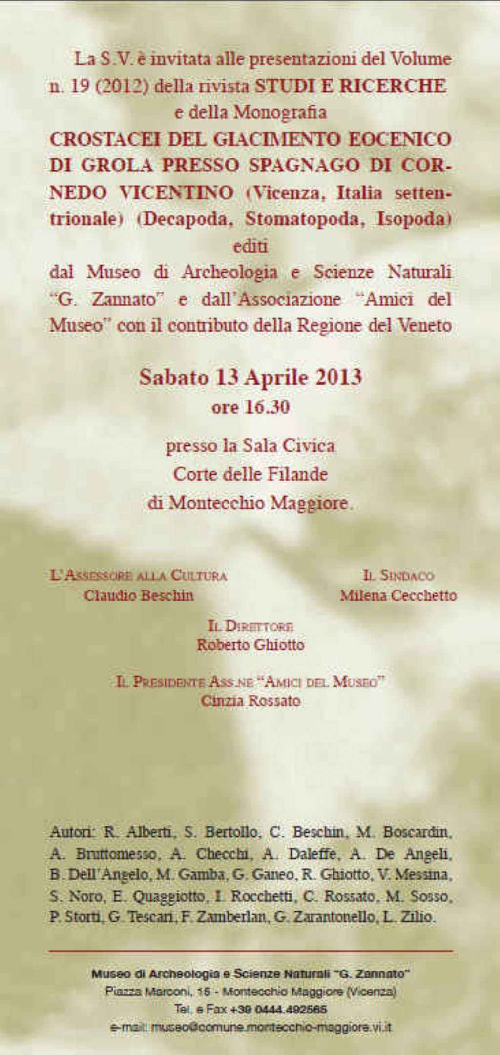 presentazione novit editoriali presso Museo Zannato